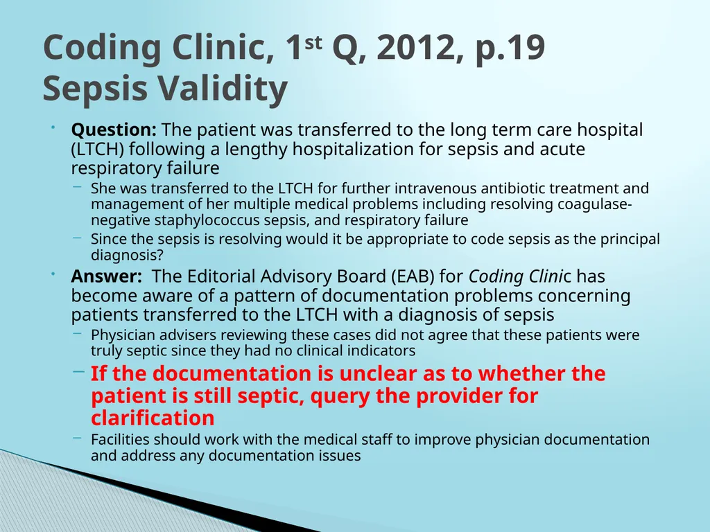 SEPSIS CDI and Coding Considerations Sepsis - slide 15 of 41