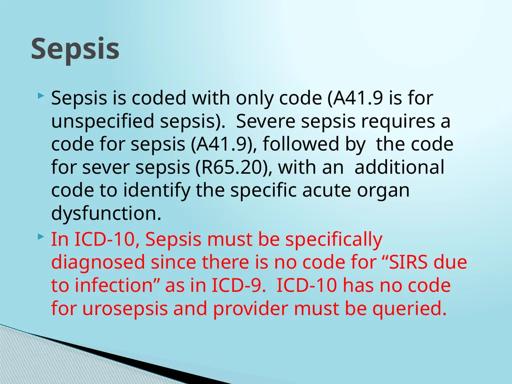 SEPSIS CDI and Coding Considerations Sepsis - slide 22 of 41