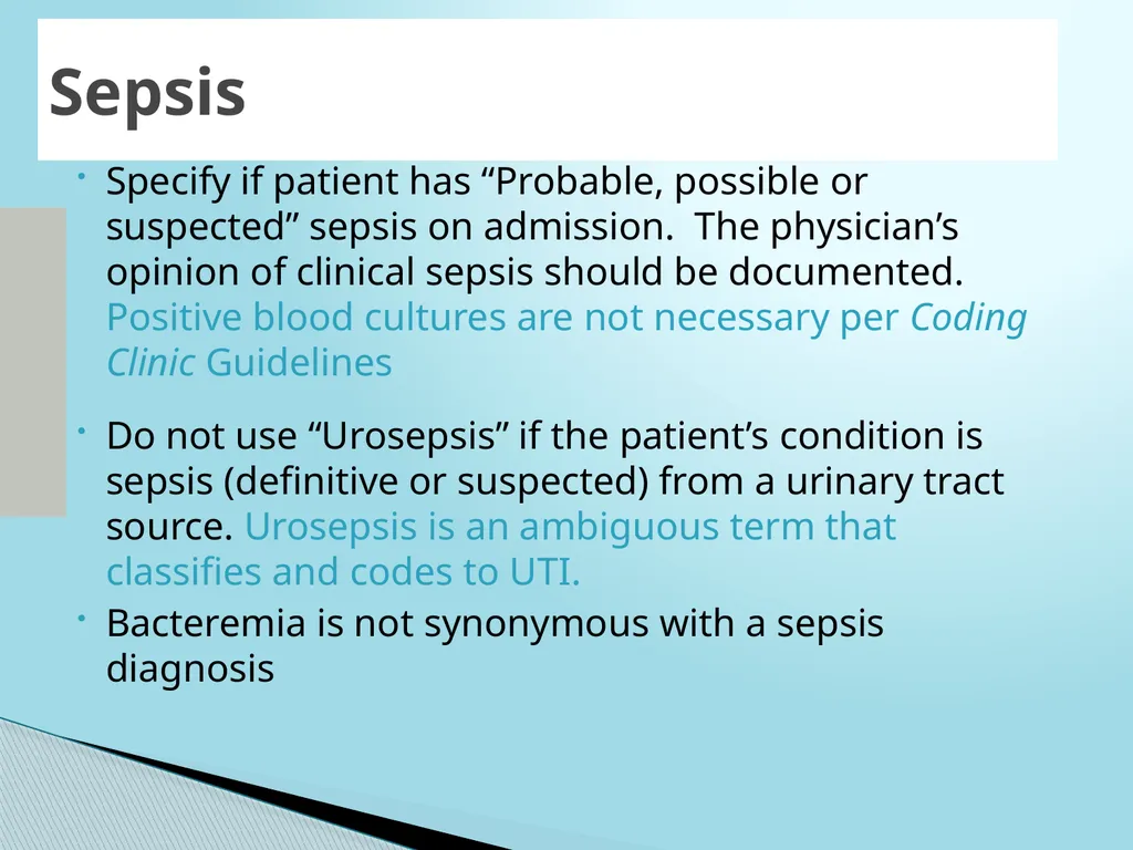 SEPSIS CDI and Coding Considerations Sepsis - slide 5 of 41