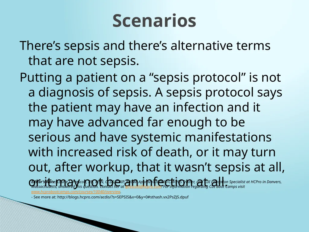 SEPSIS CDI and Coding Considerations Sepsis - slide 35 of 41