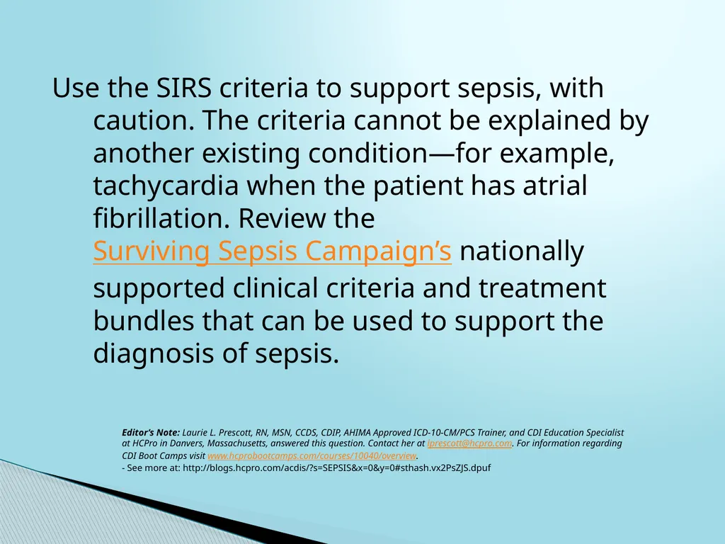 SEPSIS CDI and Coding Considerations Sepsis - slide 33 of 41