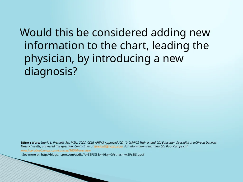 SEPSIS CDI and Coding Considerations Sepsis - slide 30 of 41