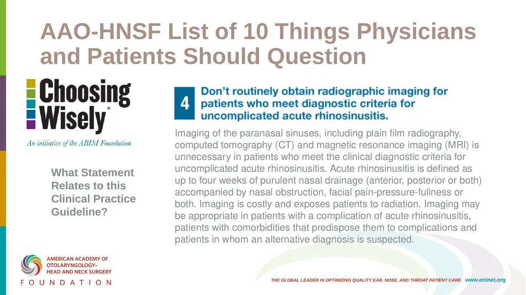 AAO-HNSF Clinical Practice Guideline: Adult - slide 52 of 55