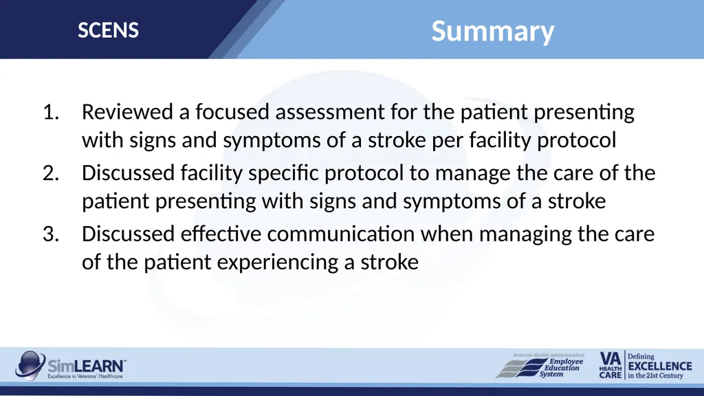 SCENS Stroke: Ischemic SCENS Learning Objectives - slide 18 of 20