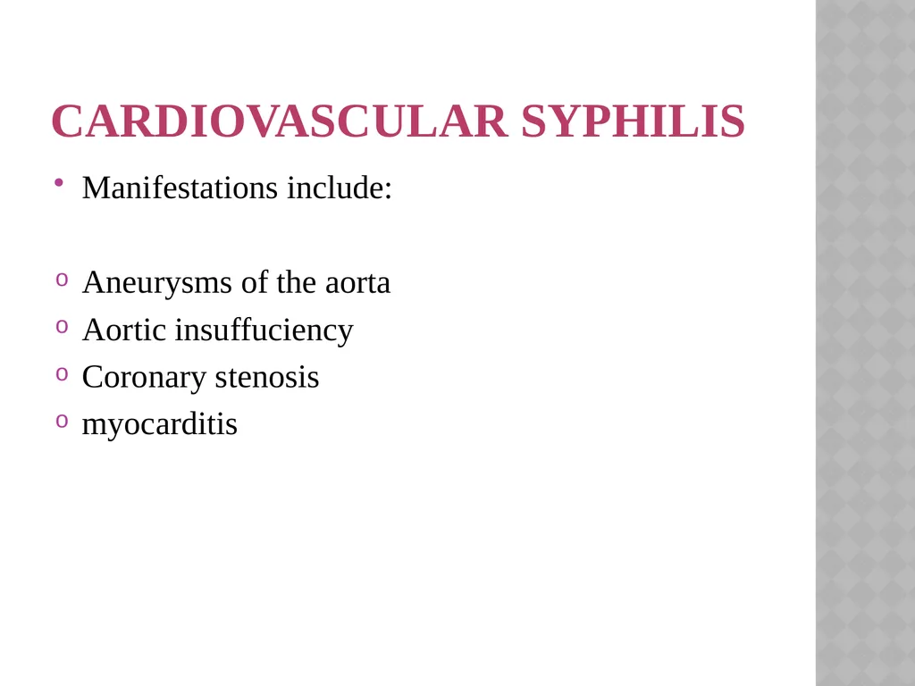 syphilis Learning points INTRODUCTION ETIOLOGY - slide 40 of 75