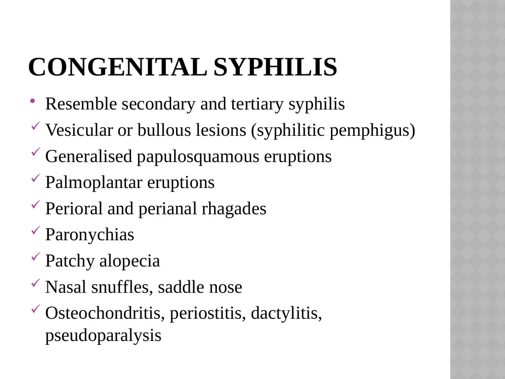 syphilis Learning points INTRODUCTION ETIOLOGY - slide 43 of 75