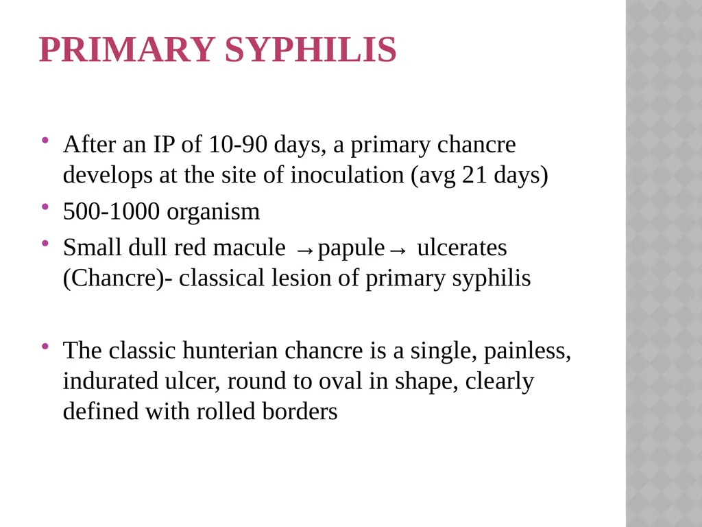 syphilis Learning points INTRODUCTION ETIOLOGY - slide 13 of 75