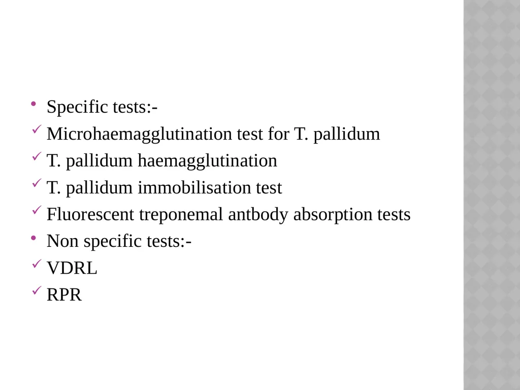 syphilis Learning points INTRODUCTION ETIOLOGY - slide 48 of 75