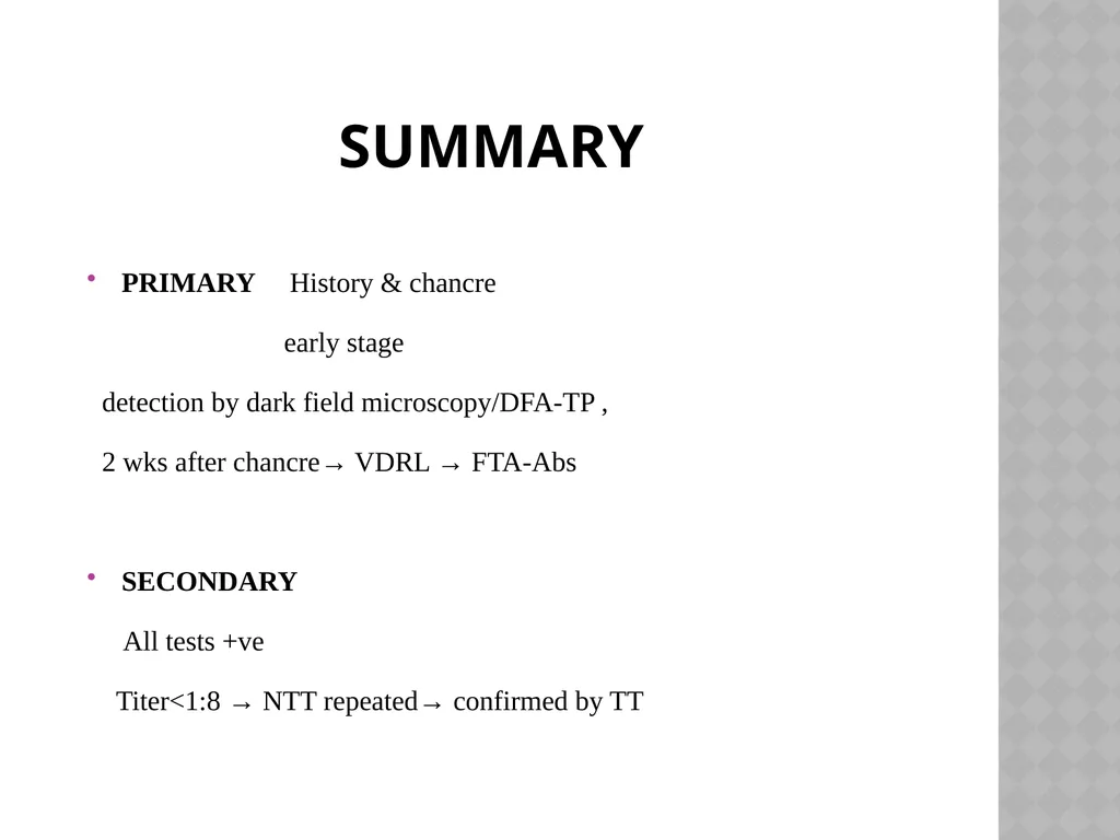 syphilis Learning points INTRODUCTION ETIOLOGY - slide 50 of 75