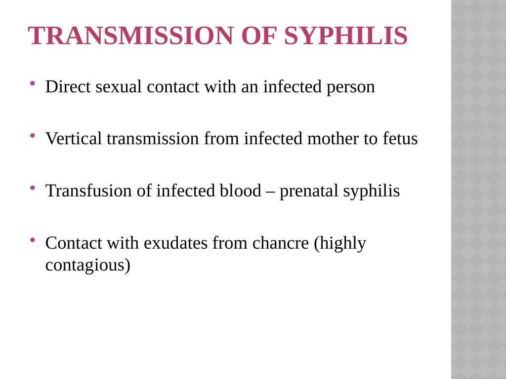 syphilis Learning points INTRODUCTION ETIOLOGY - slide 9 of 75