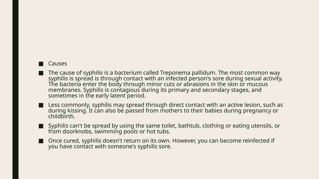 STDS SYPHILIS a bacterial infection usually spread - slide 7 of 25