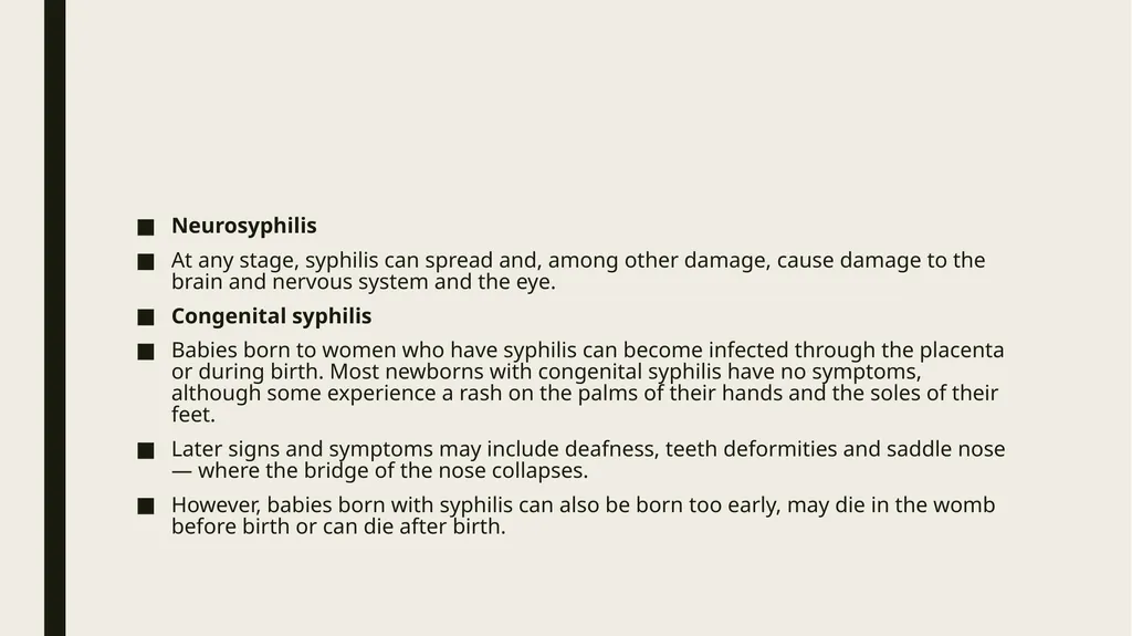 STDS SYPHILIS a bacterial infection usually spread - slide 11 of 25