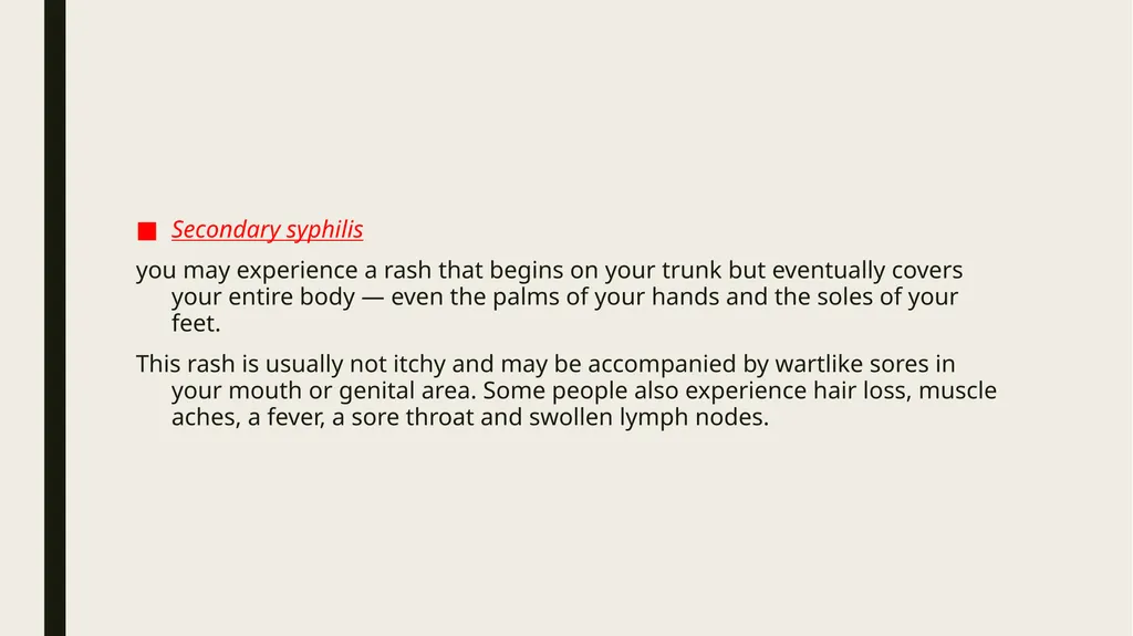 STDS SYPHILIS a bacterial infection usually spread - slide 9 of 25