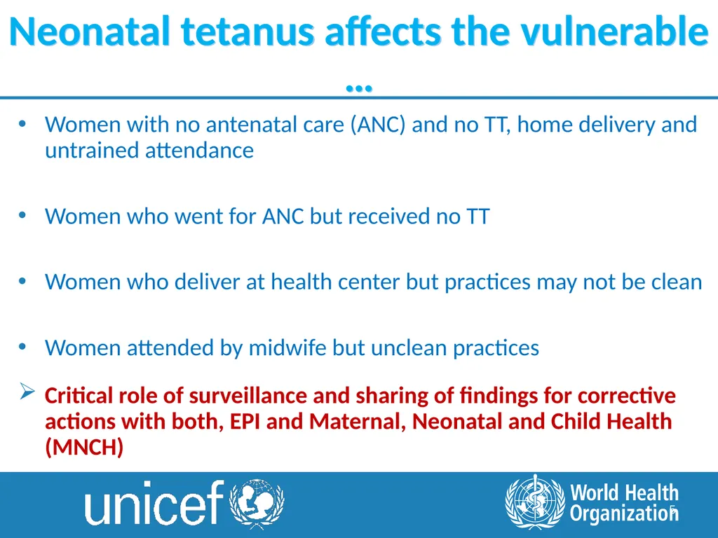 1 Maintaining Maternal & Neonatal Tetanus - slide 5 of 19