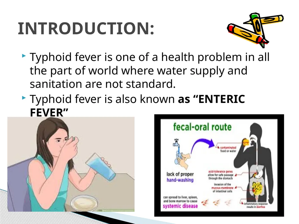 TYPHOID FEVER Typhoid fever is one of a health - slide 2 of 14
