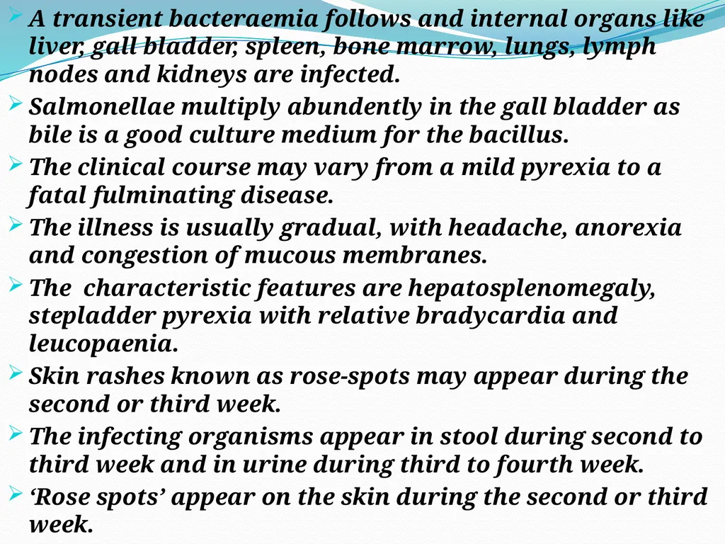 ENTERIC FEVER INTRODUCTION The enteric fever is a - slide 5 of 26