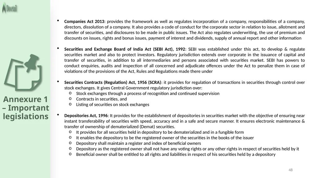 LEGAL FRAMEWORK 2 3 Important legislations - slide 48 of 54