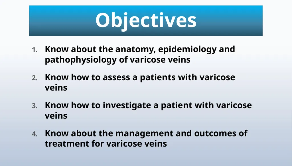 Varicose veins Miss Julie Reid Consultant Vascular - slide 2 of 33