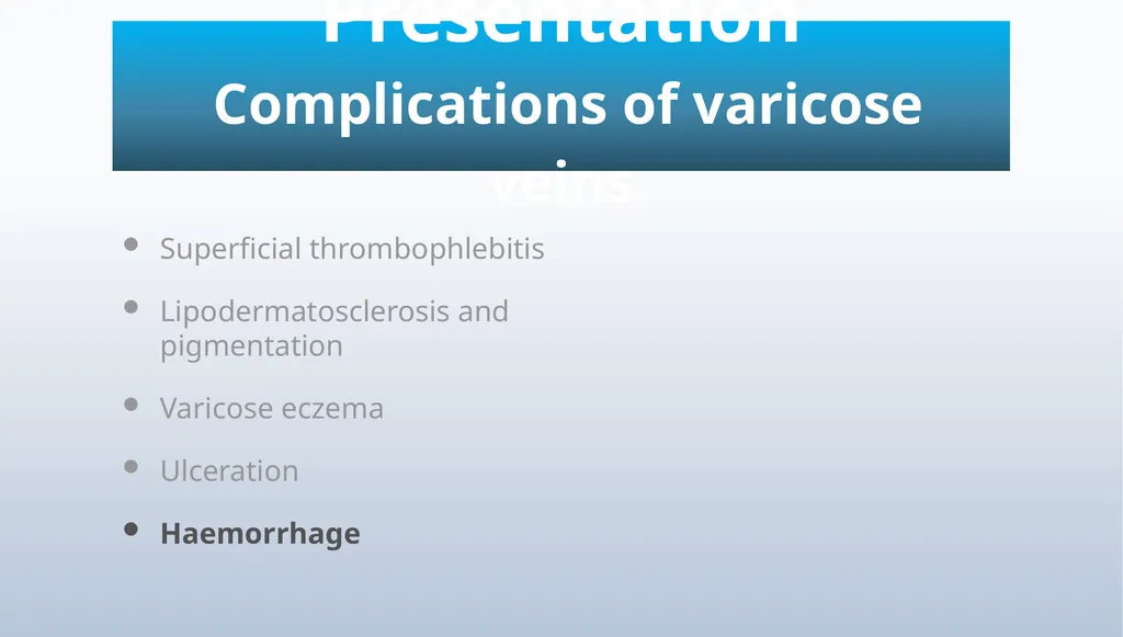 Varicose veins Miss Julie Reid Consultant Vascular - slide 16 of 33