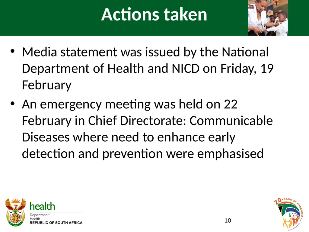 ZIKA VIRUS IN SOUTH AFRICA BRIEFING TO THE - slide 10 of 16