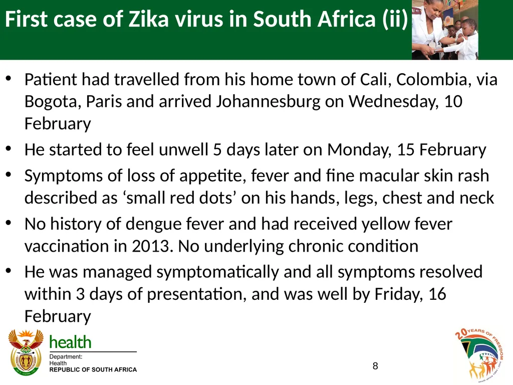 ZIKA VIRUS IN SOUTH AFRICA BRIEFING TO THE - slide 8 of 16