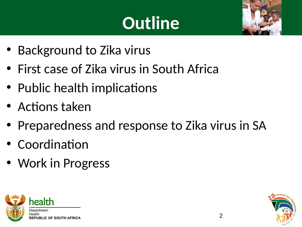 ZIKA VIRUS IN SOUTH AFRICA BRIEFING TO THE - slide 2 of 16