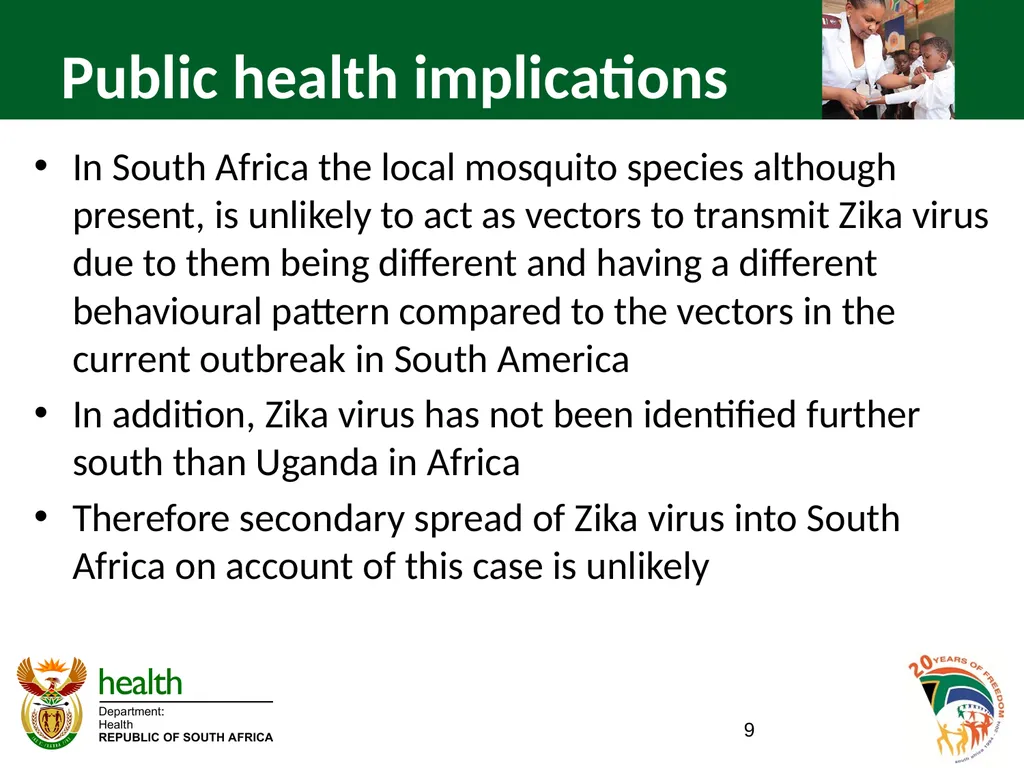 ZIKA VIRUS IN SOUTH AFRICA BRIEFING TO THE - slide 9 of 16