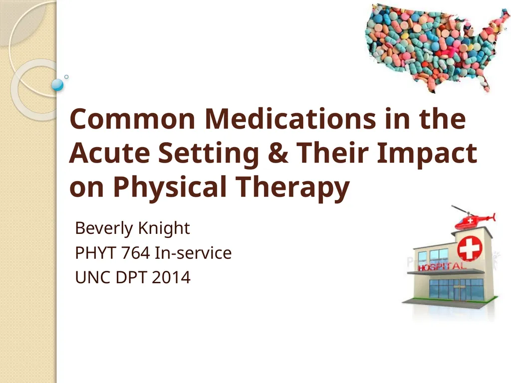 Common Medications in the Acute Setting & Their