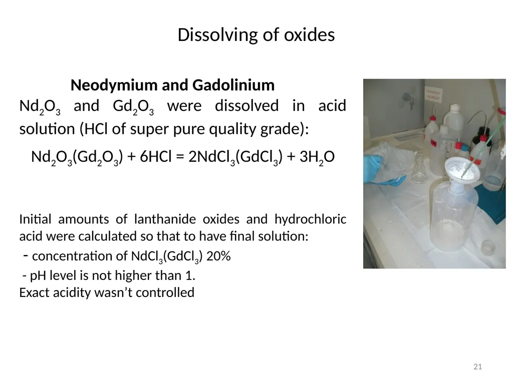 Purification of rare earth elements for - slide 21 of 34