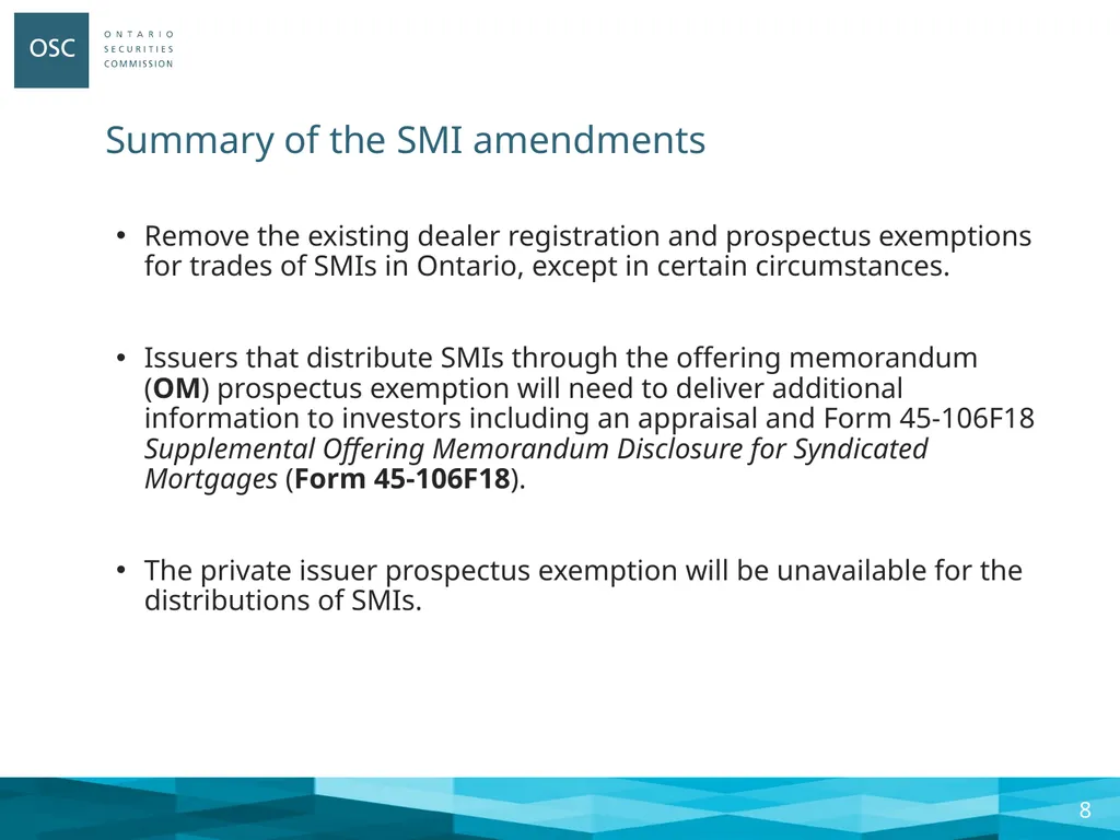 Syndicated Mortgage Amendments Webinar: March 29, - slide 8 of 22