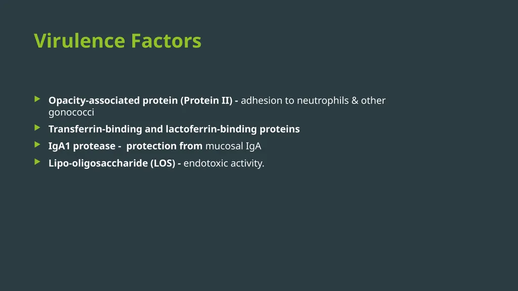 NEISSERIA Gonorrhoeae (GONOCOCCUS ) Virulence - slide 3 of 15