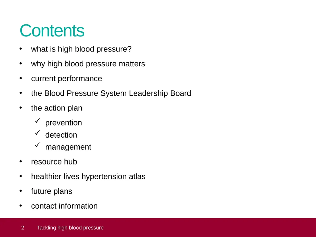 Tackling high blood pressure Core slide deck – - slide 2 of 19