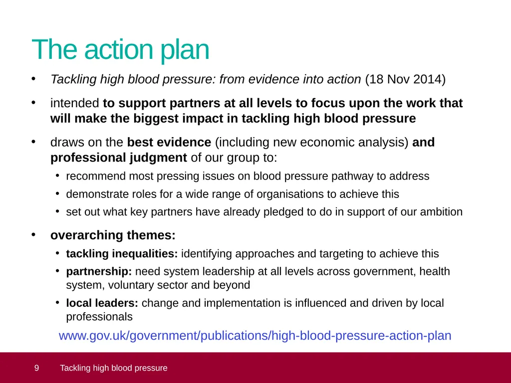 Tackling high blood pressure Core slide deck – - slide 9 of 19
