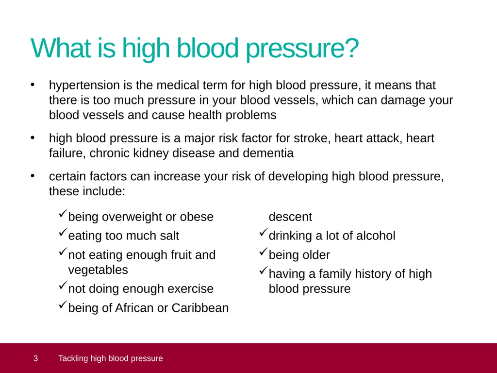 Tackling high blood pressure Core slide deck – - slide 3 of 19