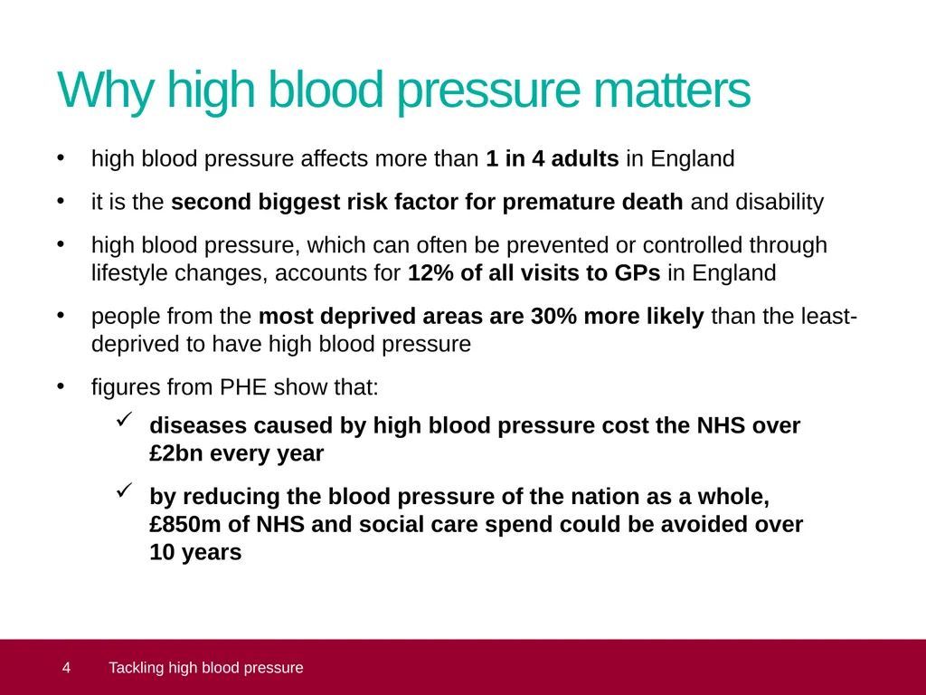 Tackling high blood pressure Core slide deck – - slide 4 of 19