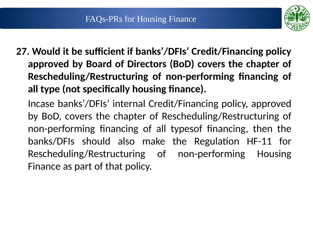 Prudential Regulations for Housing Finance Wasif - slide 39 of 40