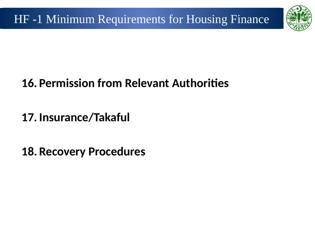Prudential Regulations for Housing Finance Wasif - slide 19 of 40