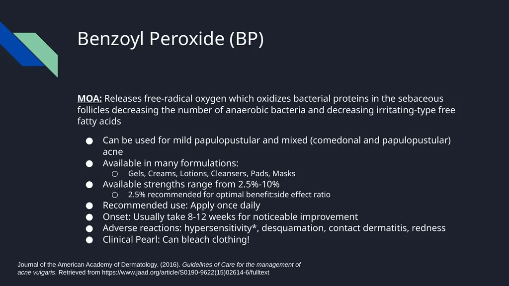 Acne Vulgaris Scott Stadler, Pharmacy Intern - slide 8 of 15