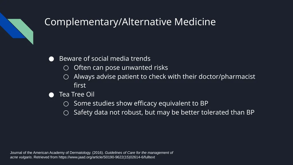 Acne Vulgaris Scott Stadler, Pharmacy Intern - slide 14 of 15