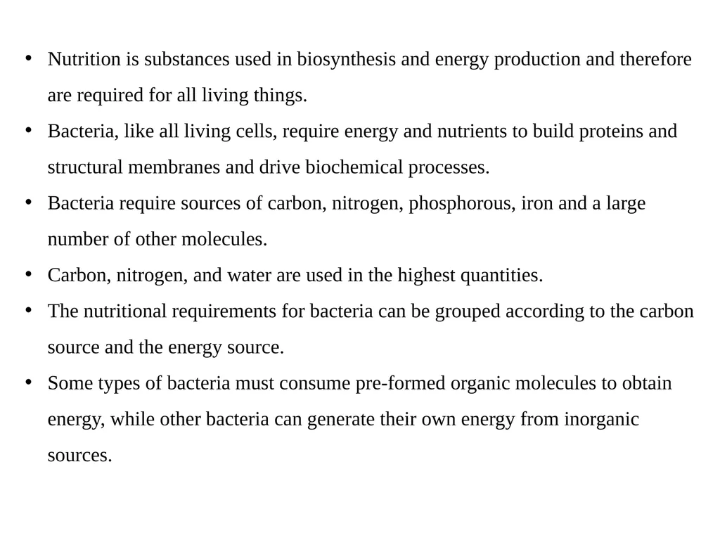 Bacterial nutrition: types and modes of nutrition - slide 2 of 26