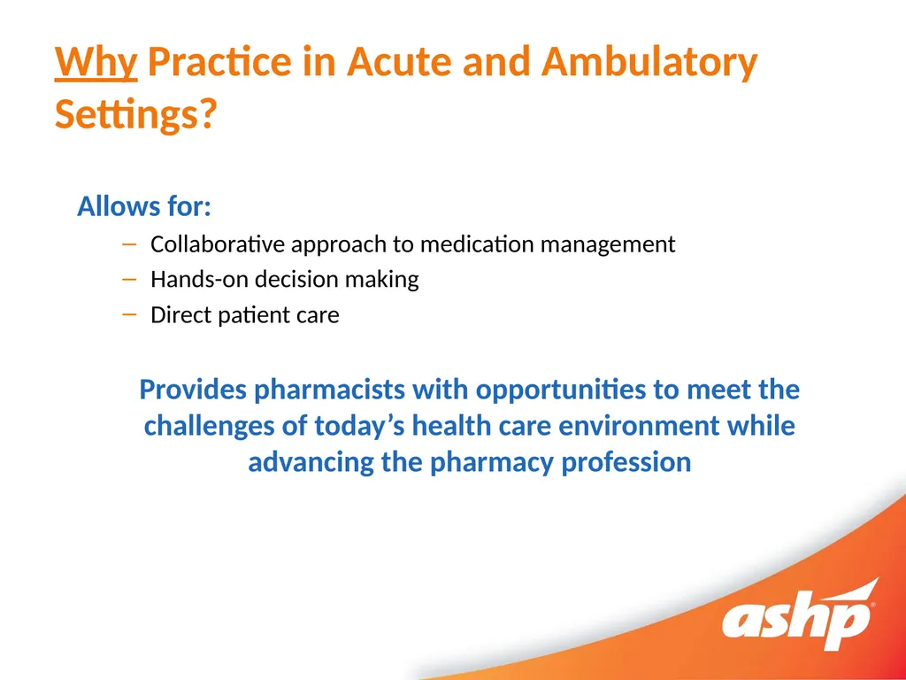 Introduction to Careers in Acute and Ambulatory - slide 5 of 13