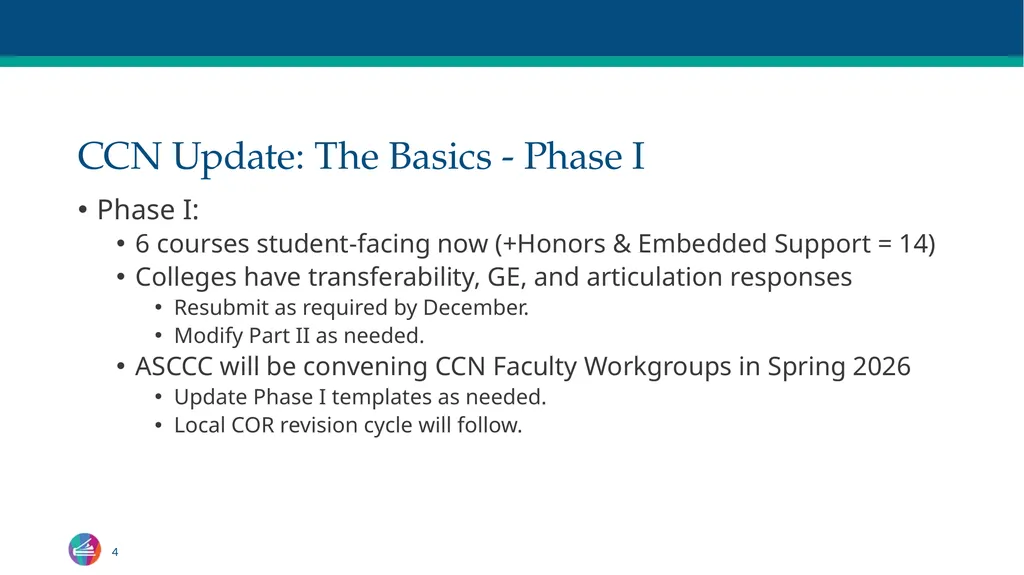 Common Course Numbering Update Curriculum - slide 4 of 14