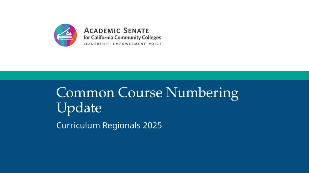 Common Course Numbering Update Curriculum - slide 1 of 14