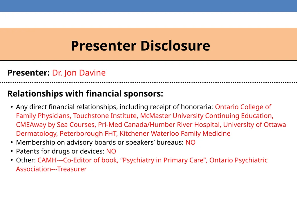 Title Slide Approach to Depression in Primary Care - slide 2 of 56