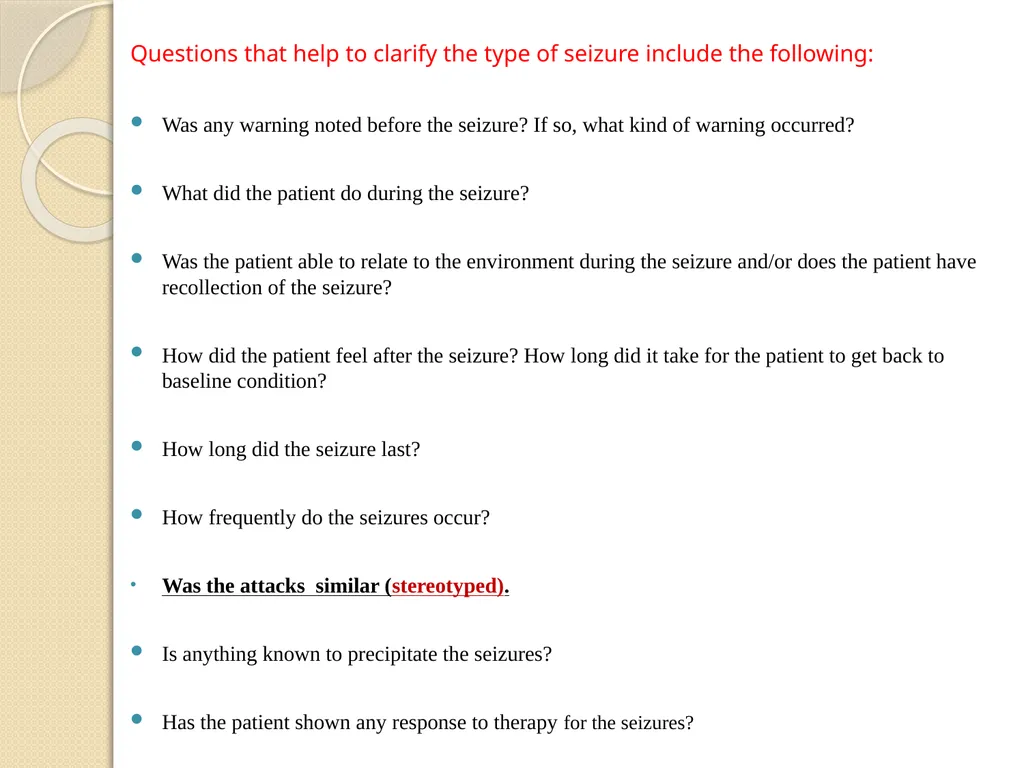 Epilepsy Definitions Seizure: Is a sudden - slide 19 of 41