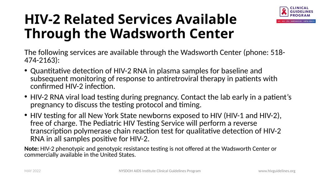 HIV Testing www.hivguidelines.org MAY 2022 NYSDOH - slide 22 of 29