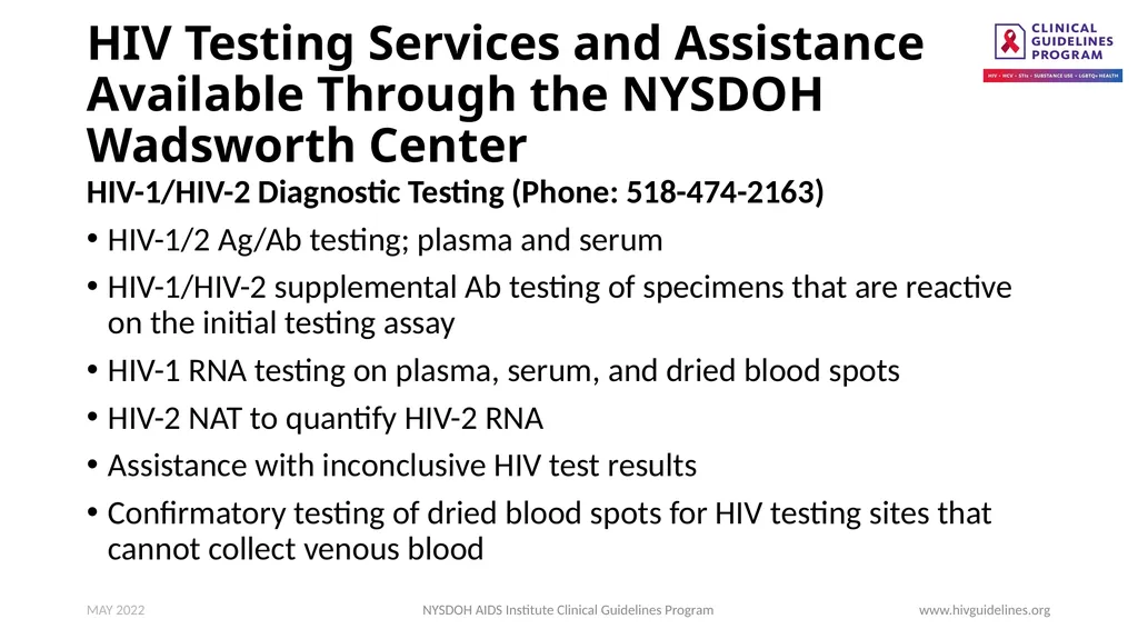 HIV Testing www.hivguidelines.org MAY 2022 NYSDOH - slide 15 of 29