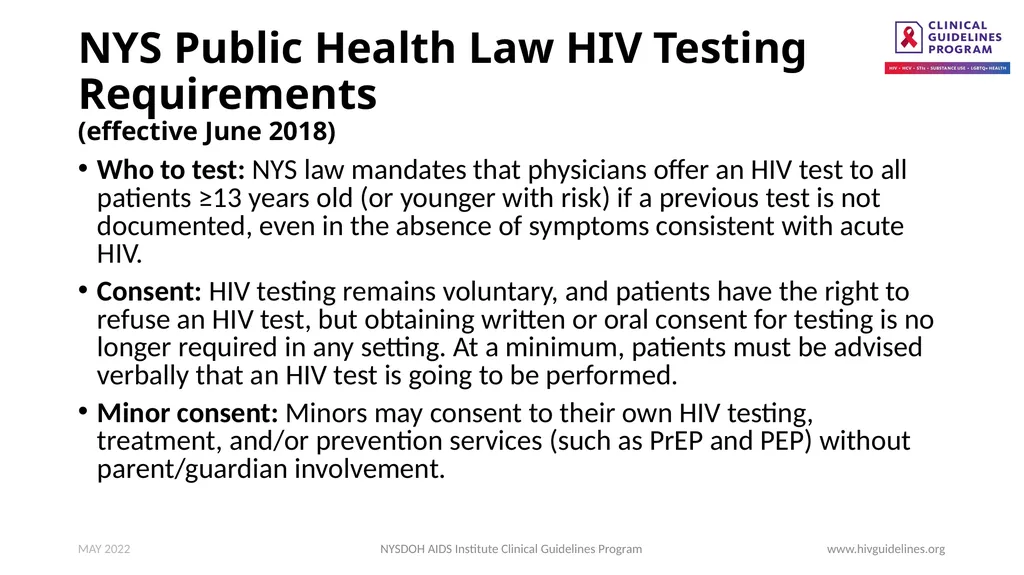 HIV Testing www.hivguidelines.org MAY 2022 NYSDOH - slide 5 of 29