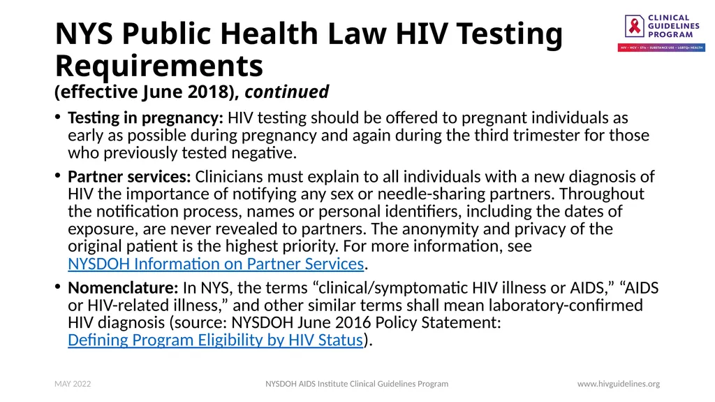 HIV Testing www.hivguidelines.org MAY 2022 NYSDOH - slide 7 of 29