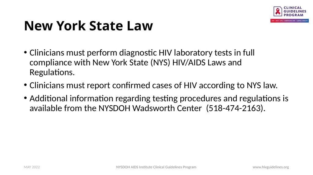 HIV Testing www.hivguidelines.org MAY 2022 NYSDOH - slide 4 of 29